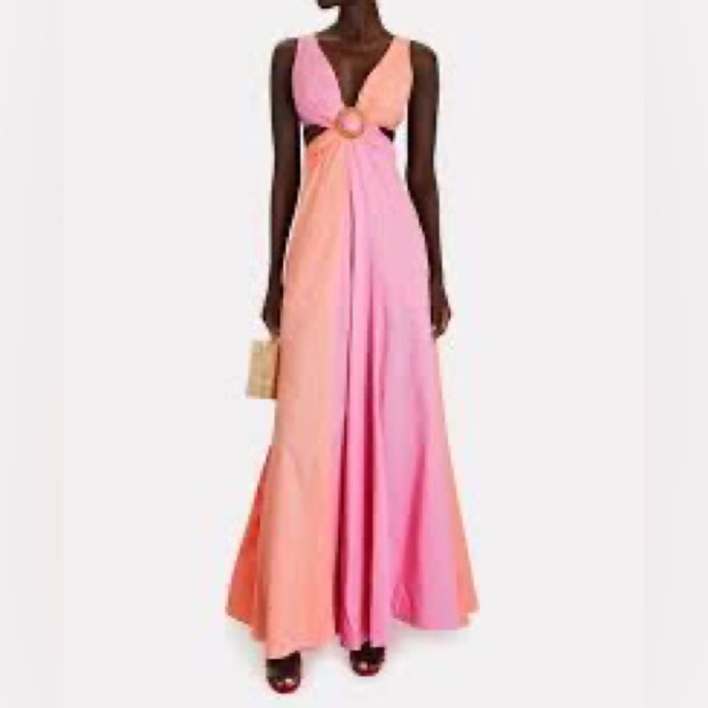 COPY - NEW Staud Passage Colorblock Cutout Maxi Dress In Orange Size 4